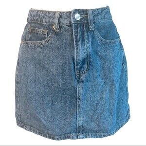 DAZY by SHEIN Slant Pockets Straight Dark Blue Denim Miniskirt Small